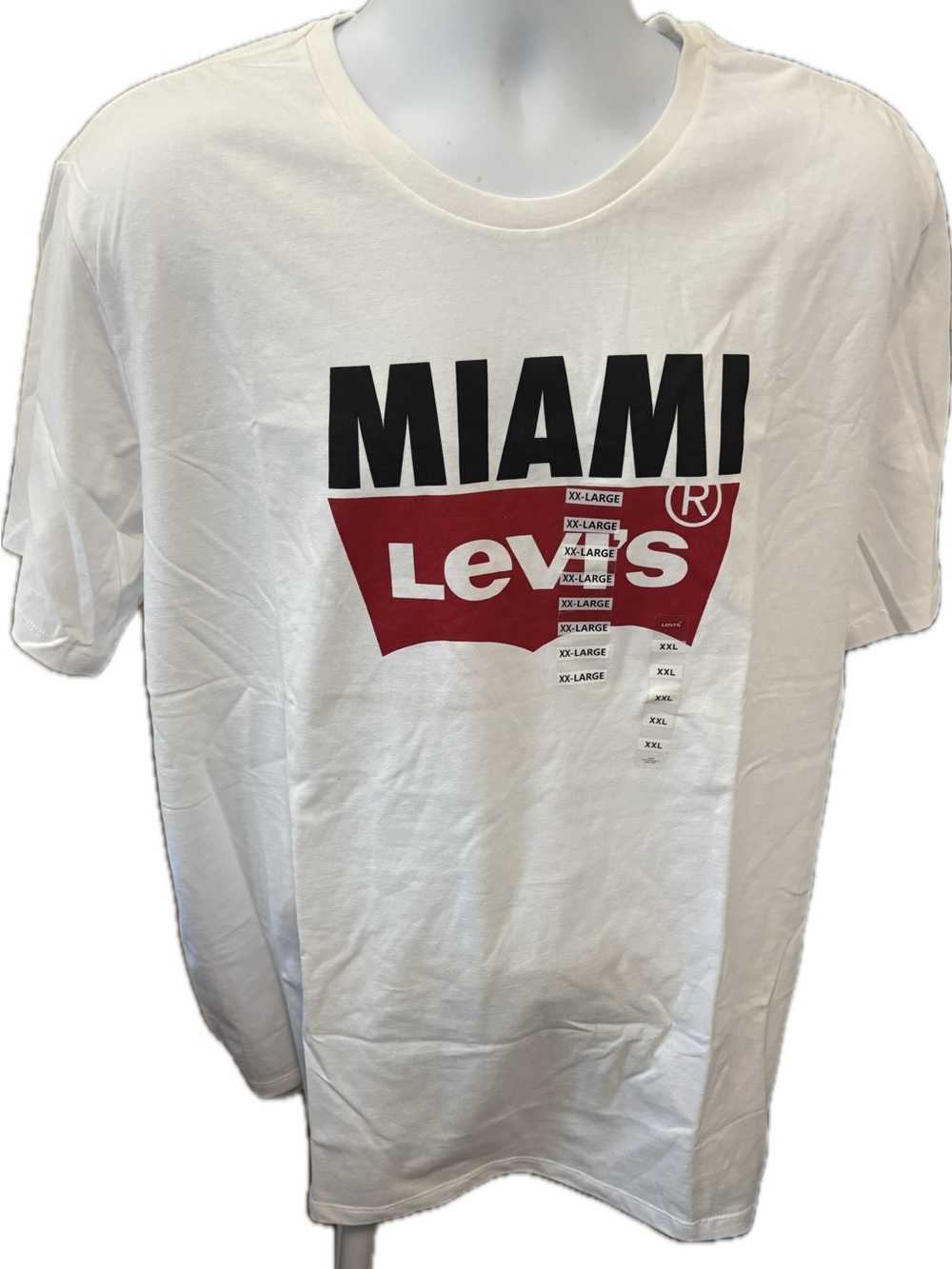 Levi’s Men’s XXL Miami Batwing Logo White Graphic Tee NWOT